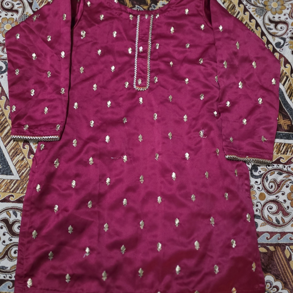 Pink Kurta with Gold Embroidery
